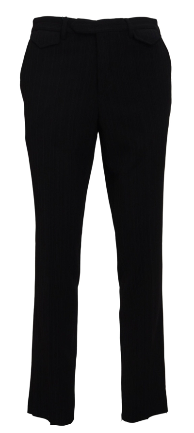 Bencivenga Black Cotton Straight Fit  Formal Pants In Black