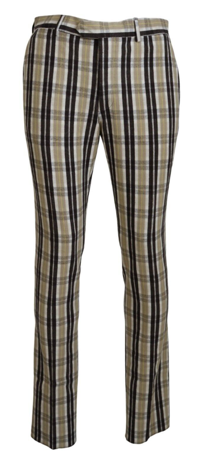 Bencivenga Multicolor Checkered Cotton Straight Fit  Pants In Multicolor