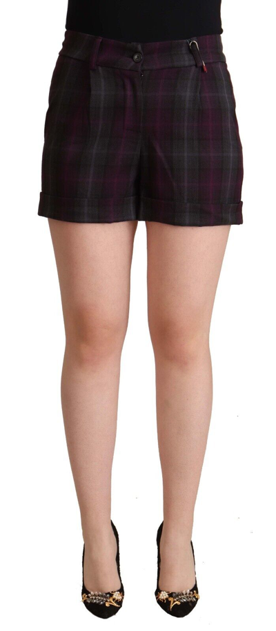 Shop Bencivenga Multicolor Checkered Mid Waist Folded Hem Shorts