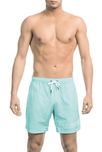 Bikkembergs Black Polyester Swimwear In Light-blue