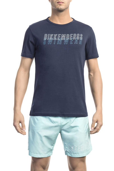Shop Bikkembergs Blue Cotton T-shirt In Army