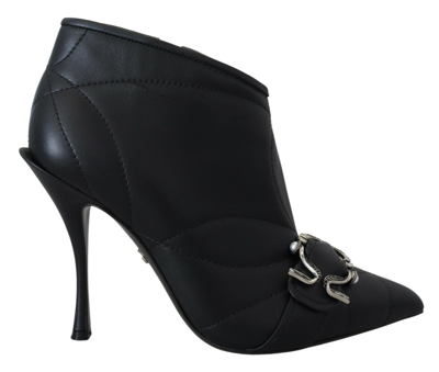 Shop Dolce & Gabbana Black Devotion Quilted Buckled Ankle Boots Shoes