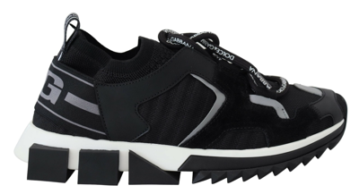 Shop Dolce & Gabbana Black Mesh Sorrento Trekking Sneakers Shoes In Black And Gray