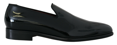 Shop Dolce & Gabbana Black Patent Slipper Loafers Slipon Shoes