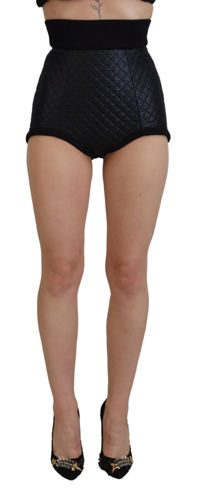 Shop Dolce & Gabbana Black Quilted High Waist Hot Pants Shorts
