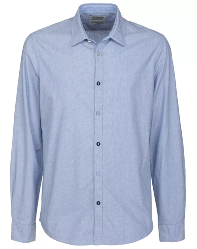 Shop Fred Mello Blue Cotton Shirt