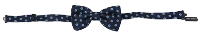 Shop Dolce & Gabbana Blue Printed Adjustable Neck Papillon Men Silk Bow Tie