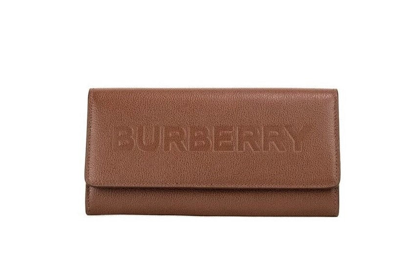 Shop Burberry Porter Tan Grained Leather Embossed Continental Clutch Flap Wallet Brown