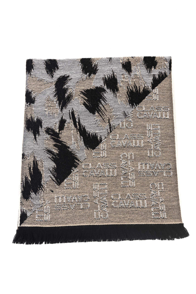 Cavalli Class Beige Wool Scarf In Beige