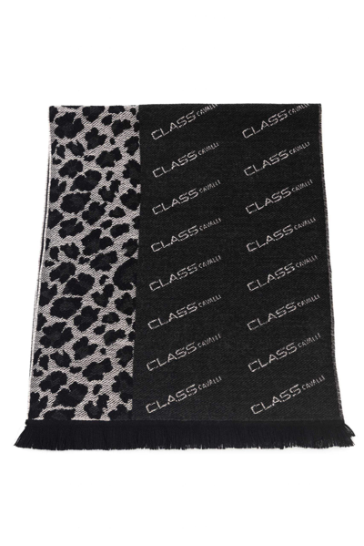 Shop Cavalli Class Black Wool Scarf