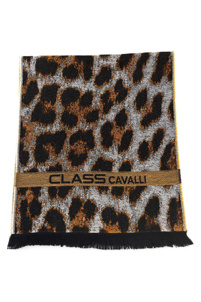 Shop Cavalli Class Brown Wool Scarf