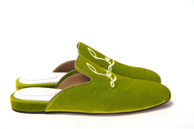Shop Christian Louboutin Bourgeon Lime Navy Coolito Flat Shoes