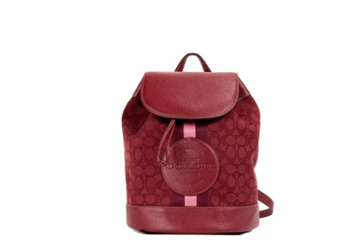 Shop Coach Dempsey Red Apple Signature Jacquard Canvas Logo Patch Backpack