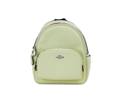 Shop Coach Mini Court Pale Lime Pebbled Leather Shoulder Backpack Bag In Yanliş