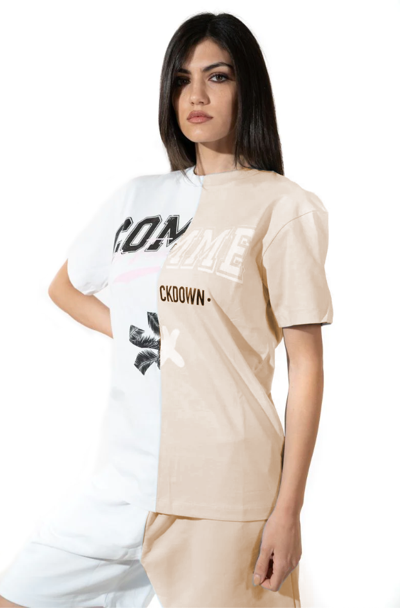 Shop Comme Des Fuckdown Beige Cotton Tops & T-shirt