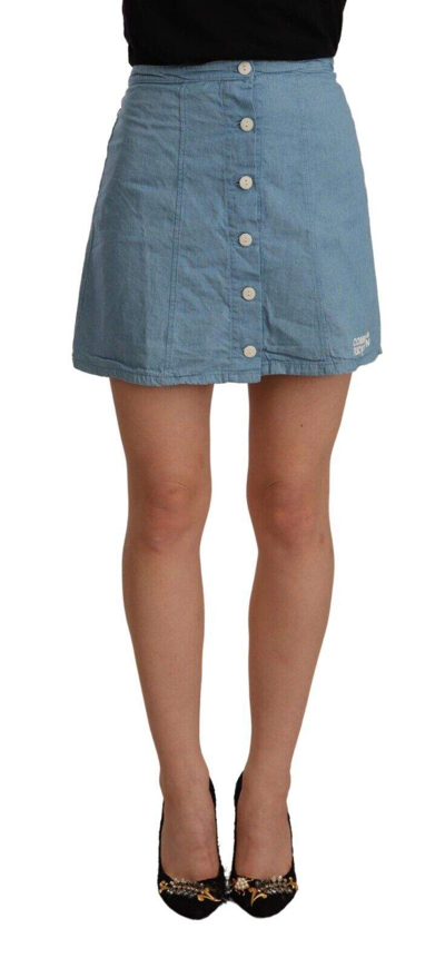 Shop Comme Des Fuckdown Blue High Waist A-line Mini Polyester Skirt