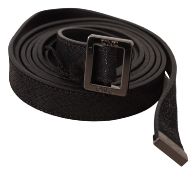 Shop Costume National Black Leather Metal Buckle Waist Belt