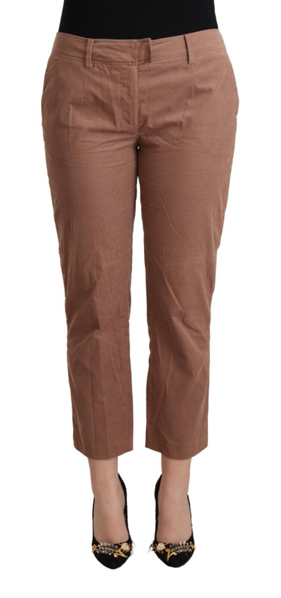 Costume National Brown Cotton Tapered Cropped Pants In Brown