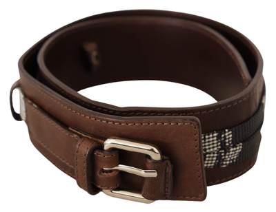 Shop Costume National Brown Leather Silver Buckle Belt