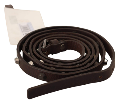 Costume National Brown Leather Silver Tone Buckle Belt In Brown