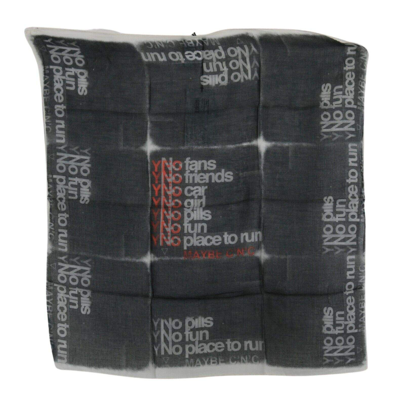 Shop Costume National Dark Gray Wool Foulard Branded Scarf In Black,white