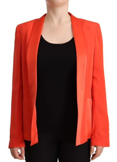 Shop Cote Orange Long Sleeves Acetate Blazer Pocket Overcoat Jacket