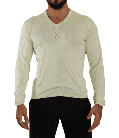 Shop Domenico Tagliente Doico Tagliente Yellow V-neck Long Sleeves Pullover Sweater