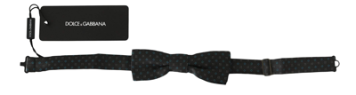 Dolce & Gabbana Gray Pattern Silk Adjustable Neck Papillon Bow Tie In Gray