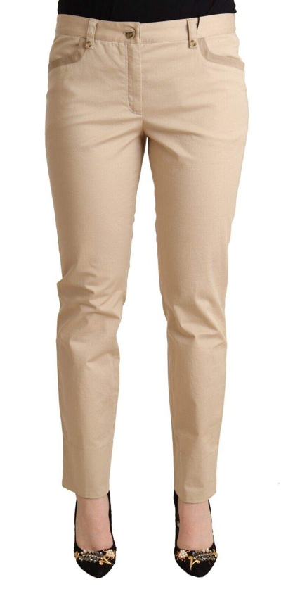 Shop Dolce & Gabbana Beige Cotton Stretch Skinny Trouser Pants