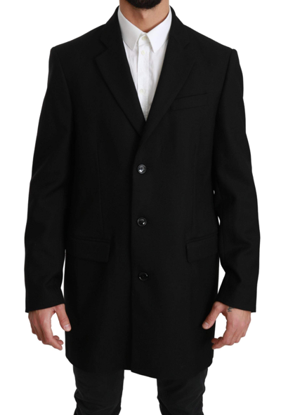 Shop Dolce & Gabbana Black 100% Wool Jacket Coat Blazer