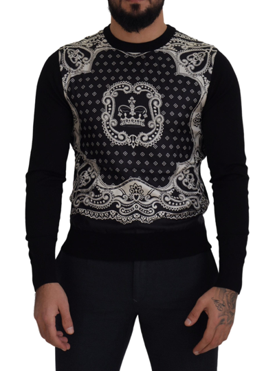 Shop Dolce & Gabbana Black Bandana Crewneck Pullover Sweater