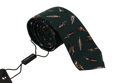 Shop Dolce & Gabbana Black Bottle Fantasy Print Silk Adjustable Accessory Tie