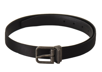 Dolce & Gabbana Black Calfskin Leather Vintage Metal Buckle Belt In Black