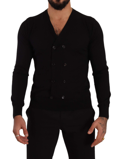 Shop Dolce & Gabbana Black Cashmere Button Down Cardigan Sweater