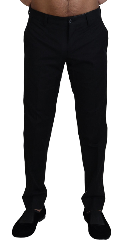 Shop Dolce & Gabbana Black Chino Formal Cotton Pants