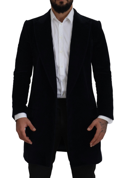 Shop Dolce & Gabbana Black Cotton Cardigan Long Coat  Jacket
