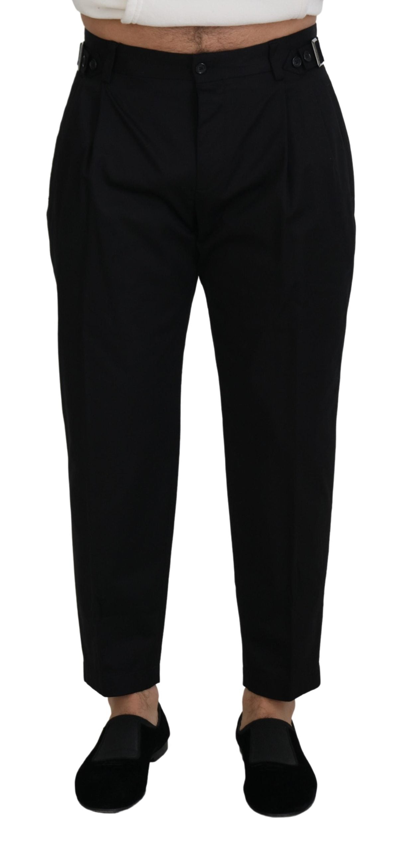 Shop Dolce & Gabbana Black Cotton Chino Formal Pants