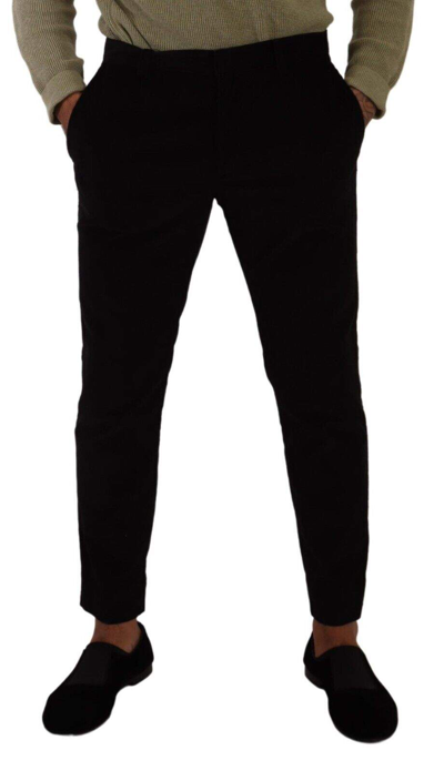 Shop Dolce & Gabbana Black Cotton Corduroy Skinny Trouser Pants
