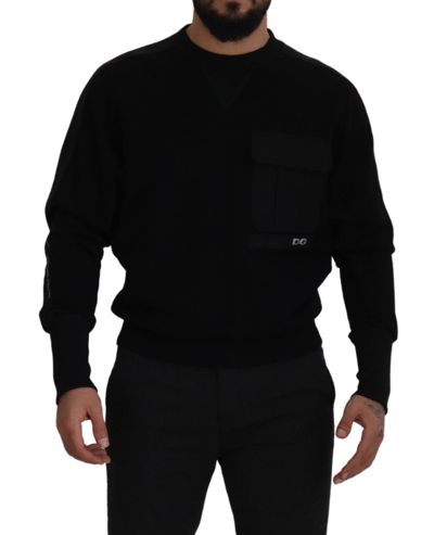 Shop Dolce & Gabbana Black Cotton Crewneck Sweatshirt Sweater