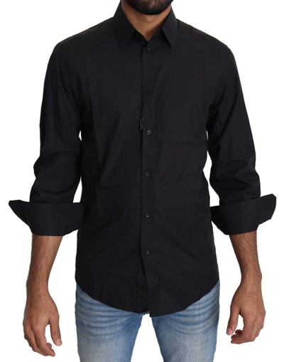 Shop Dolce & Gabbana Black Cotton Formal Dress  Top Shirt