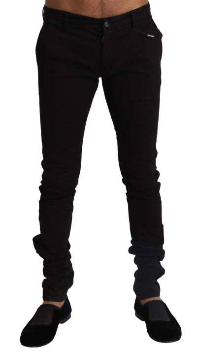 Shop Dolce & Gabbana Black Cotton Stretch Slim Fit Skinny Pants