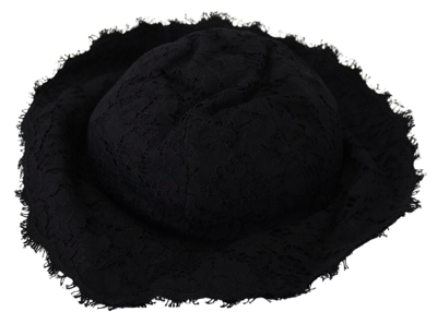 Shop Dolce & Gabbana Black Cotton Wide Brim Shade Hat