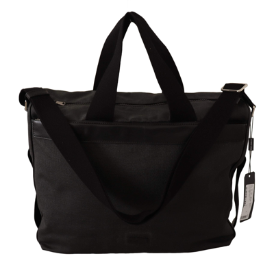 Shop Dolce & Gabbana Black Denim Leather Shoulder Strap Messenger Bag