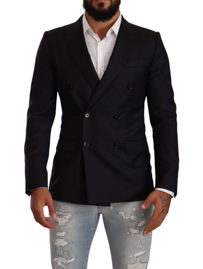 Shop Dolce & Gabbana Black Dotted Double Breasted Martini Jacket