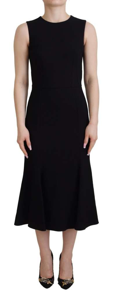 Shop Dolce & Gabbana Black Dress Sheath Flare Viscose Dress