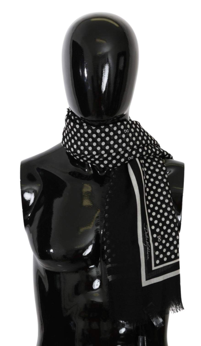 Shop Dolce & Gabbana Black Dotted Wrap Shawl Cashmere Scarf