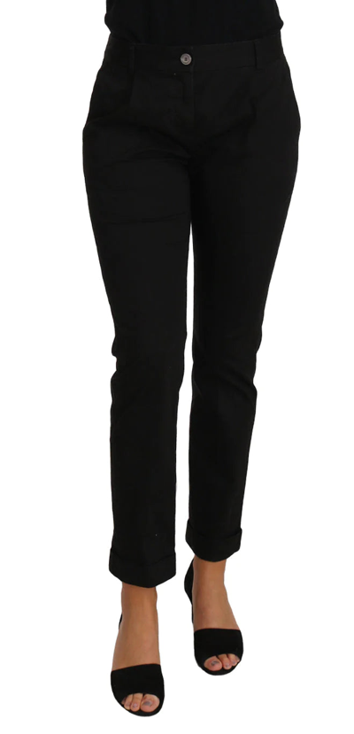 Dolce & Gabbana Black Dress Cropped Straight Straight Pants In Black