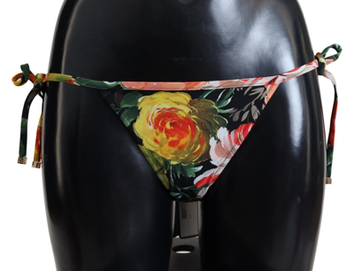 Shop Dolce & Gabbana Black Floral Beachwear Swimsuit Bottom Bikini
