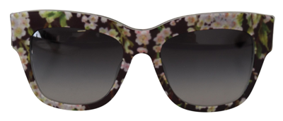Shop Dolce & Gabbana Black Floral Acetate Rectangle Shades Dg4231f Sunglasses