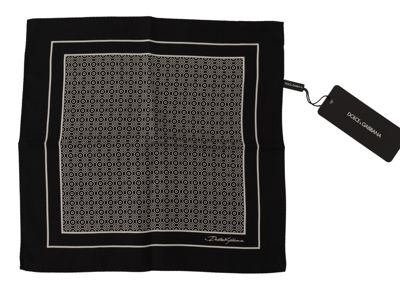 Shop Dolce & Gabbana Black Geometric Patterned Square Handkerchief Scarf